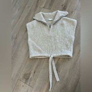 Zara Beige Ribbed Turtleneck Sweater Vest